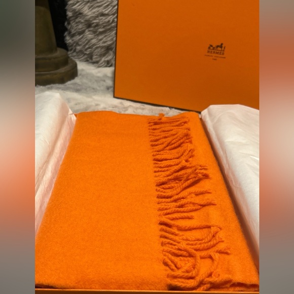Hermes Accessories - Hermes Cashmere Scarf - Orange (Origin - Scotland)